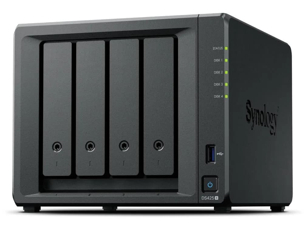 Synology Desktop, 4-BAY, QUAD CORE,  2GB RAM, DDR4 non-ECC SODIMM,  upgradeable to 6 GB (2 GB + 4 GB)