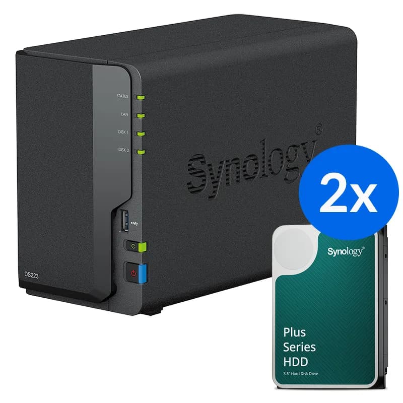Synology DS223-32T-10-2 - serwer NAS 2-zatokowy z dyskami 32TB