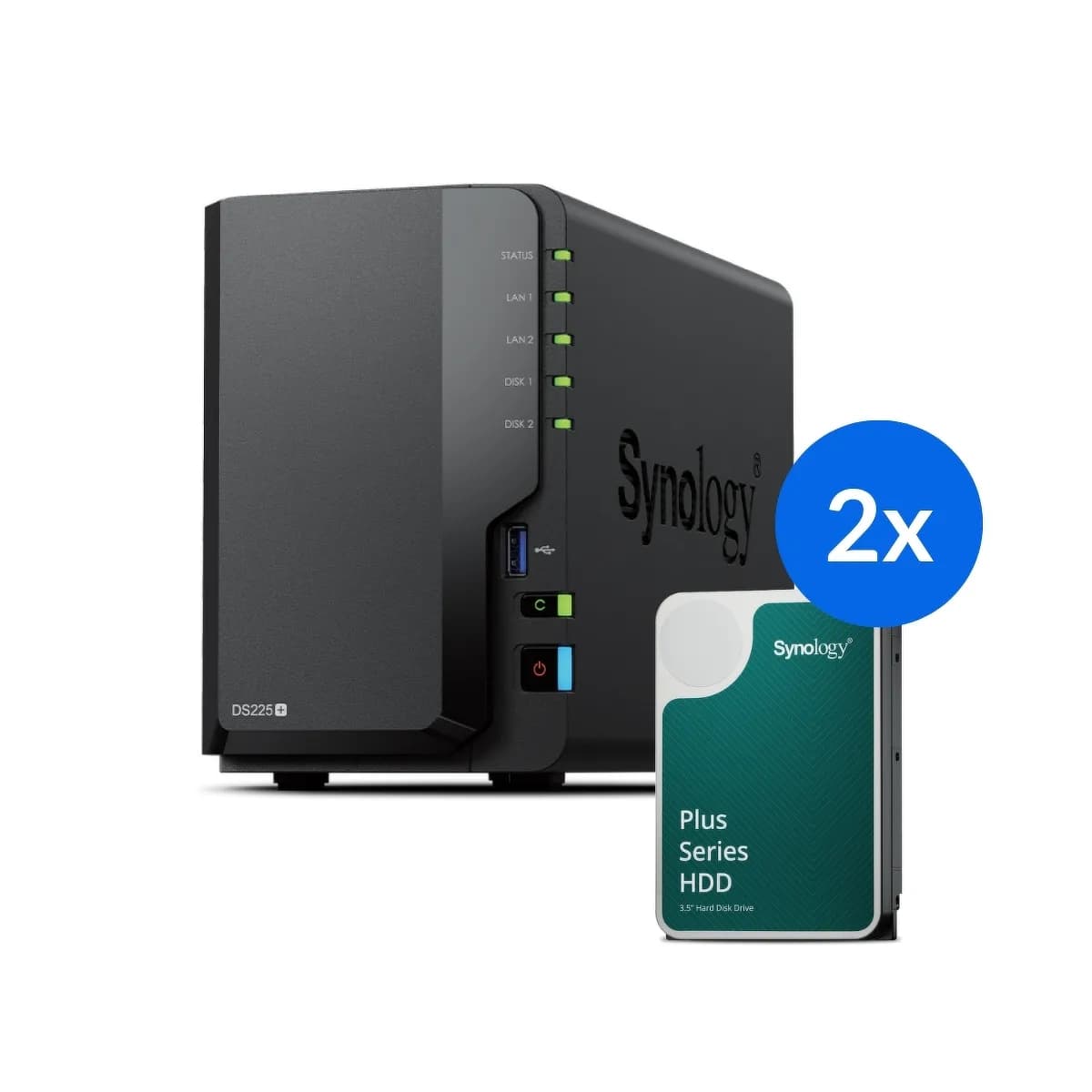 Synology DS225+ 40TB - 2-zatokowy serwer NAS z dyskami