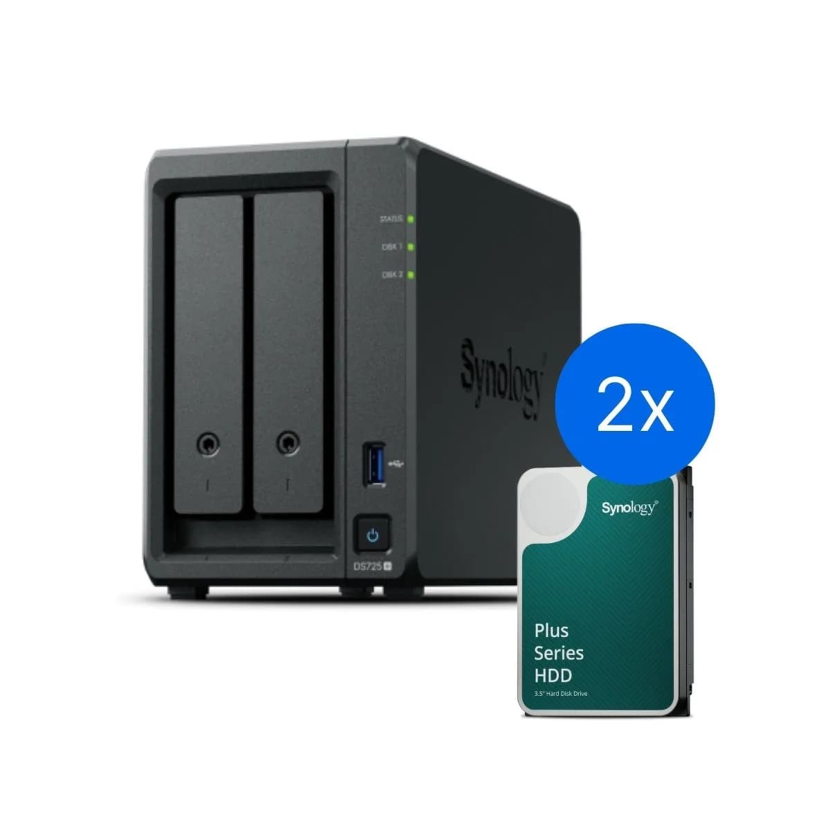 Synology DS725+ - serwer NAS 2-zatokowy z dyskami 8TB