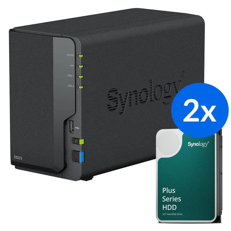 Synology DS223 /16T - 2-zatokowy serwer NAS z dyskami 16TB