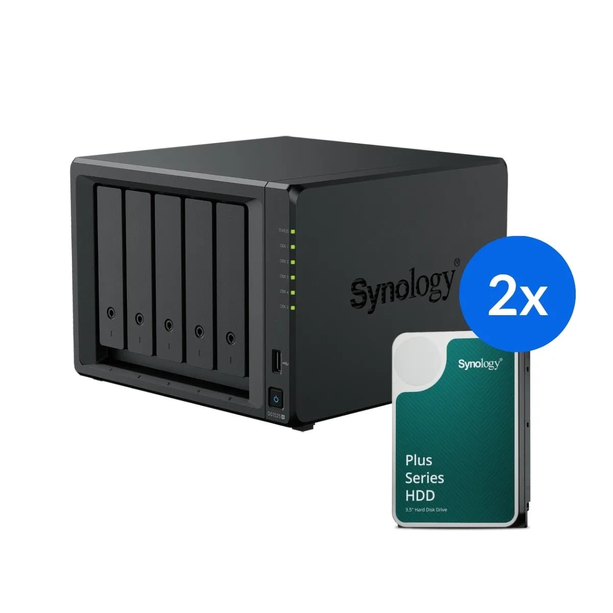 Synology DS1525+ - 5-zatokowy NAS z dyskami 16TB (2x 8TB HAT3320)
